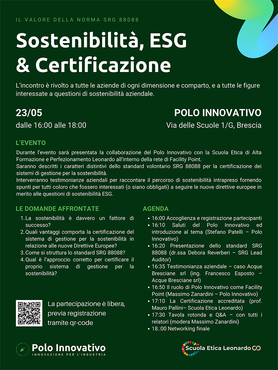 Locandina evento scuola etica leonardo - Polo innovativo