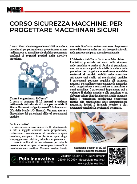 Meccanica e fonderia N°48 corso sicurezza macchinari - Polo Innovativo