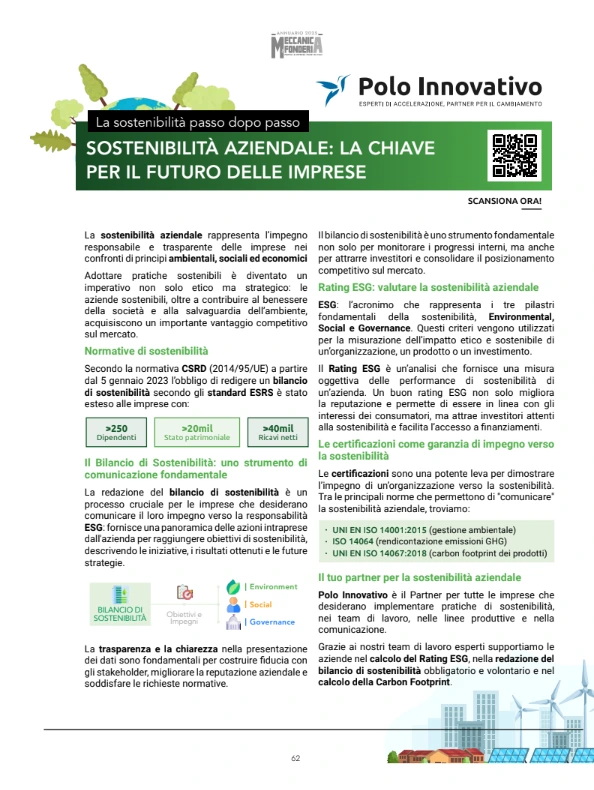 Meccanica e Fonderia: sostenibilità aziendale la chiave per il futuro delle imprese