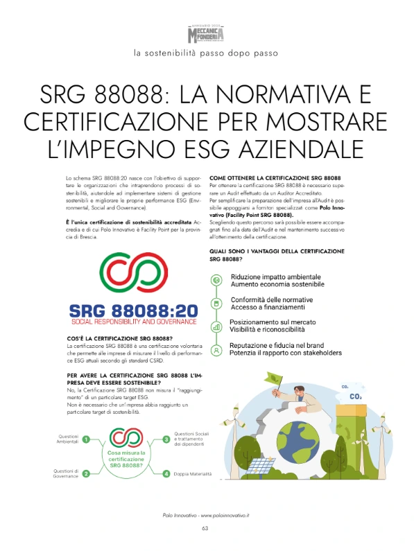 Meccanica e Fonderia: SRG 88088 la normativa e certificazione per mostrare l'impregno ESG aziendale